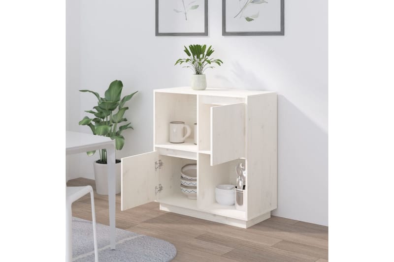 beBasic Skänk vit 74x35x80 cm massiv furu - Förvaring - Förvaringsmöbler - Skänkar & sideboards