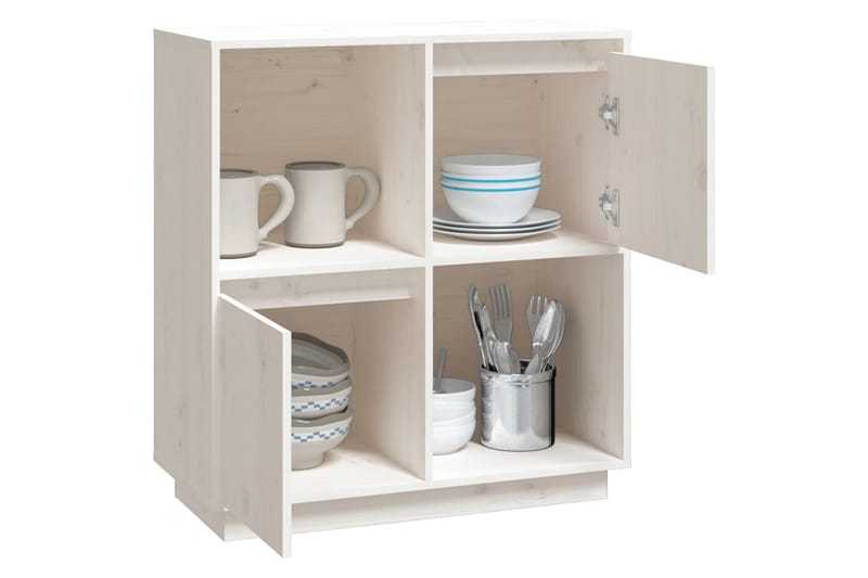 beBasic Skänk vit 74x35x80 cm massiv furu - Förvaring - Förvaringsmöbler - Skänkar & sideboards