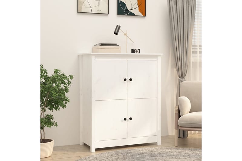 beBasic Skänk vit 83x41,5x100 cm massiv furu - Förvaring - Förvaringsmöbler - Skänkar & sideboards