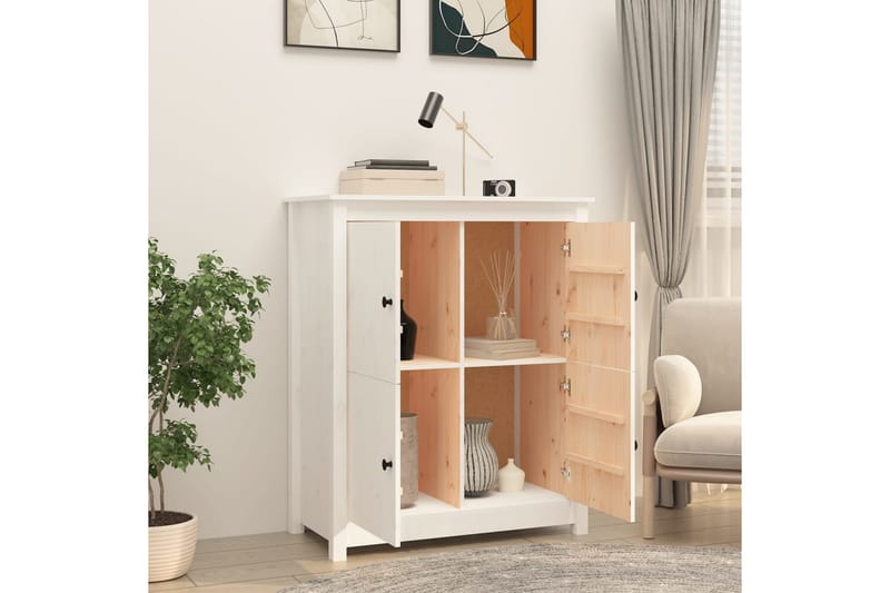 beBasic Skänk vit 83x41,5x100 cm massiv furu - Förvaring - Förvaringsmöbler - Skänkar & sideboards