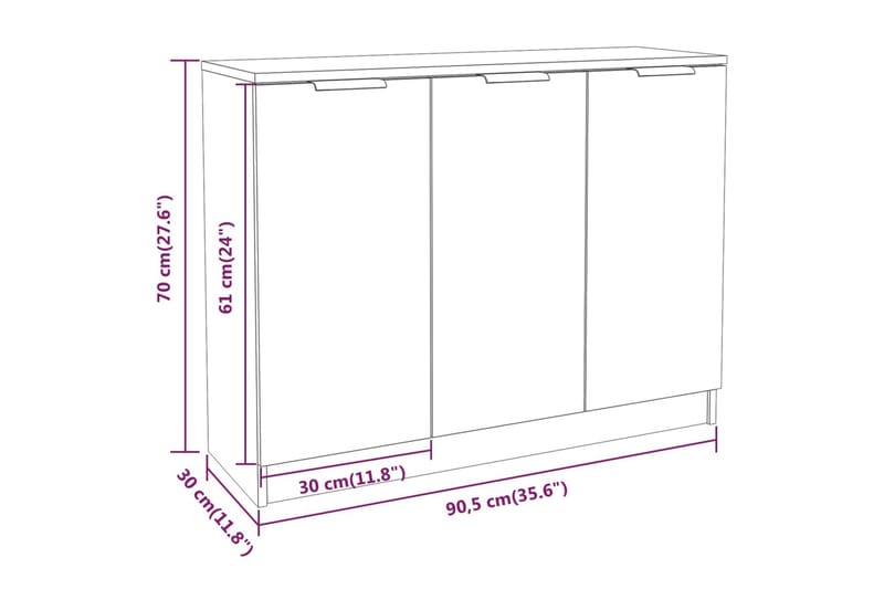 beBasic Skänk vit 90,5x30x70 cm konstruerat trä - Förvaring - Förvaringsmöbler - Skänkar & sideboards