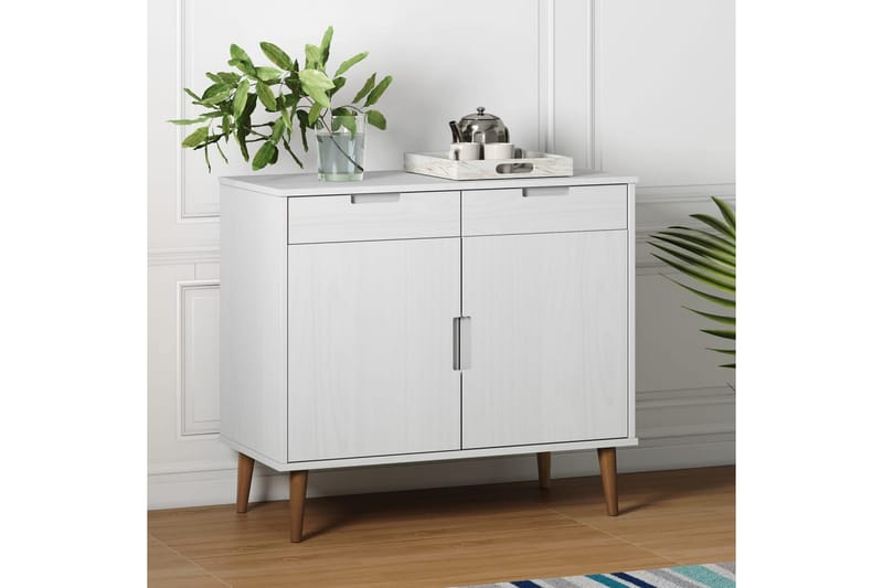 beBasic Skänk vit 90x40x80 cm massiv furu - Förvaring - Förvaringsmöbler - Skänkar & sideboards