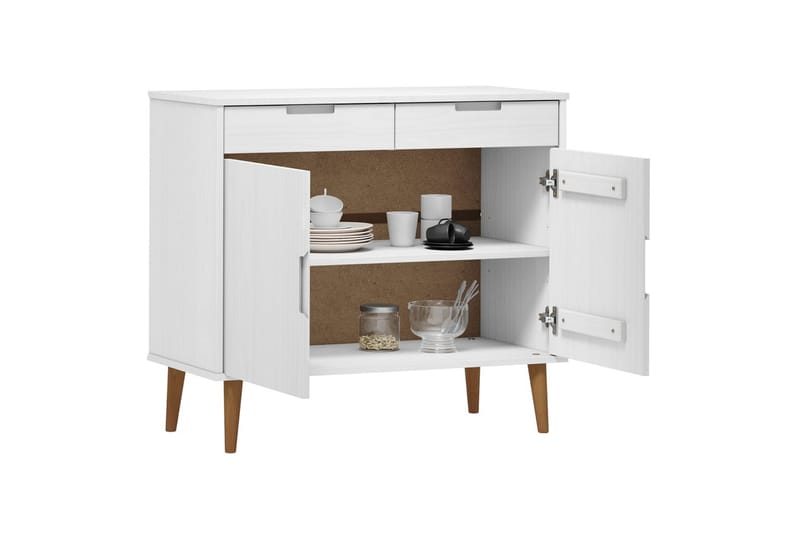 beBasic Skänk vit 90x40x80 cm massiv furu - Förvaring - Förvaringsmöbler - Skänkar & sideboards