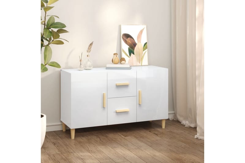 beBasic Skänk vit högglans 100x36x60 cm konstruerat trä - Förvaring - Förvaringsmöbler - Skänkar & sideboards