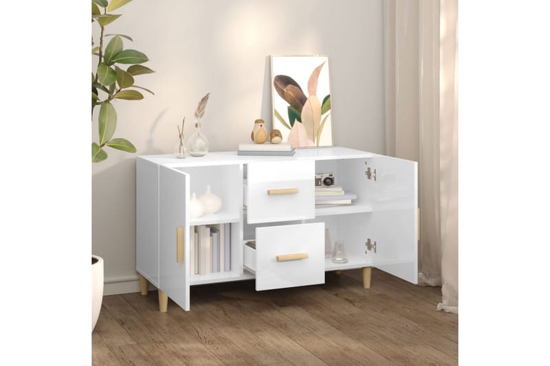 beBasic Skänk vit högglans 100x36x60 cm konstruerat trä - Förvaring - Förvaringsmöbler - Skänkar & sideboards