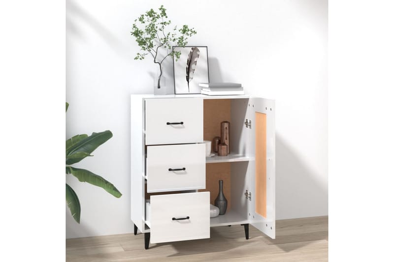 beBasic Skänk vit högglans 69,5x34x90 cm konstruerat trä - Förvaring - Förvaringsmöbler - Skänkar & sideboards