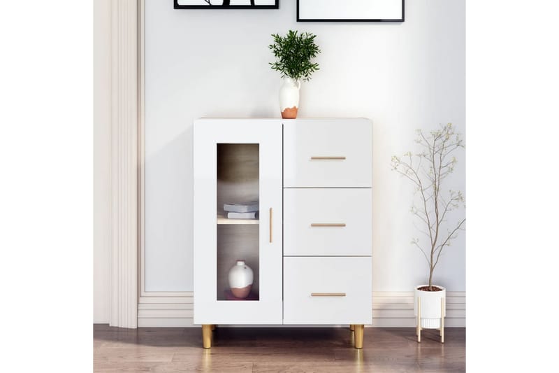 beBasic Skänk vit högglans 69,5x34x90 cm konstruerat trä - Förvaring - Förvaringsmöbler - Skänkar & sideboards