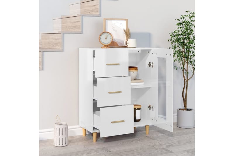 beBasic Skänk vit högglans 69,5x34x90 cm konstruerat trä - Förvaring - Förvaringsmöbler - Skänkar & sideboards