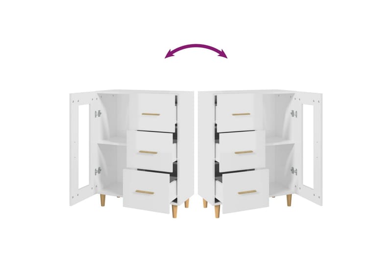 beBasic Skänk vit högglans 69,5x34x90 cm konstruerat trä - Förvaring - Förvaringsmöbler - Skänkar & sideboards