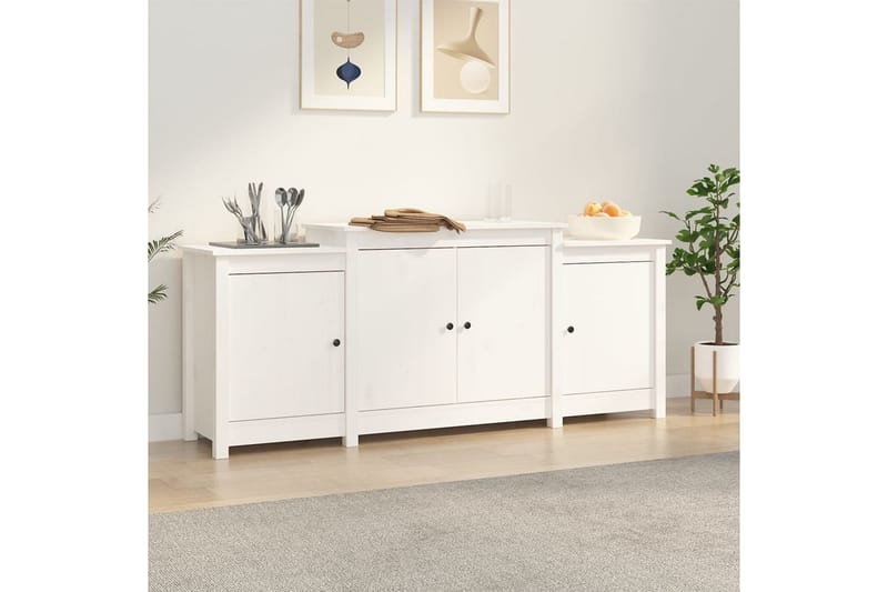 beBasic Skänk wit 164x37x68 cm massiv furu - Förvaring - Förvaringsmöbler - Skänkar & sideboards