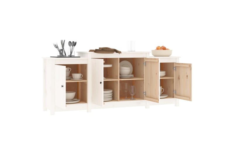 beBasic Skänk wit 164x37x68 cm massiv furu - Förvaring - Förvaringsmöbler - Skänkar & sideboards