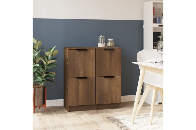 beBasic Skänkar 2 st brun ek 30x30x70 cm konstruerat trä - Förvaring - Förvaringsmöbler - Skänkar & sideboards