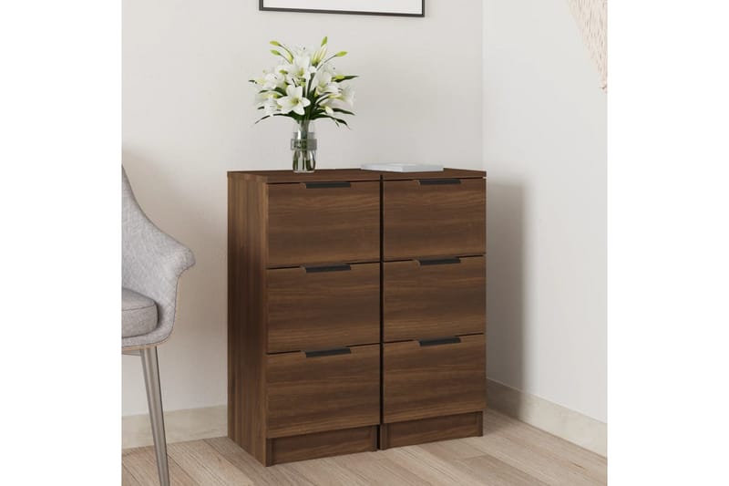 beBasic Skänkar 2 st brun ek 30x30x70 cm konstruerat trä - Förvaring - Förvaringsmöbler - Skänkar & sideboards