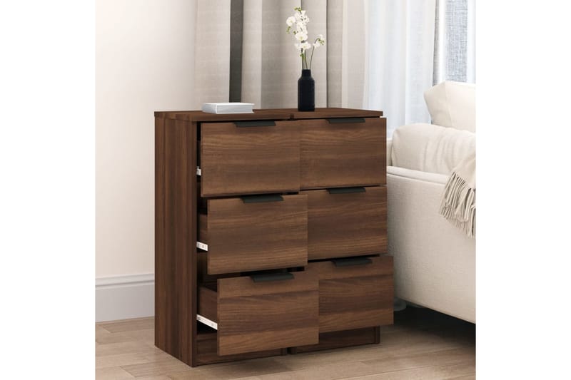 beBasic Skänkar 2 st brun ek 30x30x70 cm konstruerat trä - Förvaring - Förvaringsmöbler - Skänkar & sideboards