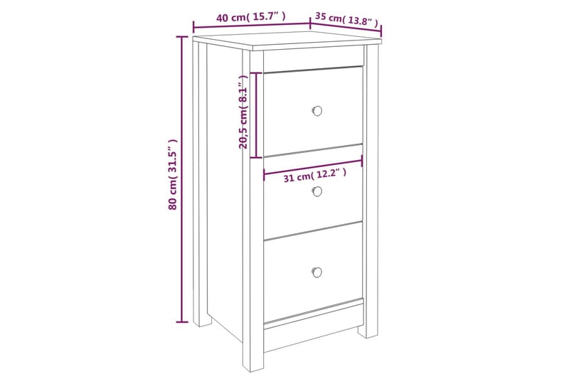 beBasic Skänkar 2 st honungsbrun 40x35x80 cm massiv furu - Förvaring - Förvaringsmöbler - Skänkar & sideboards