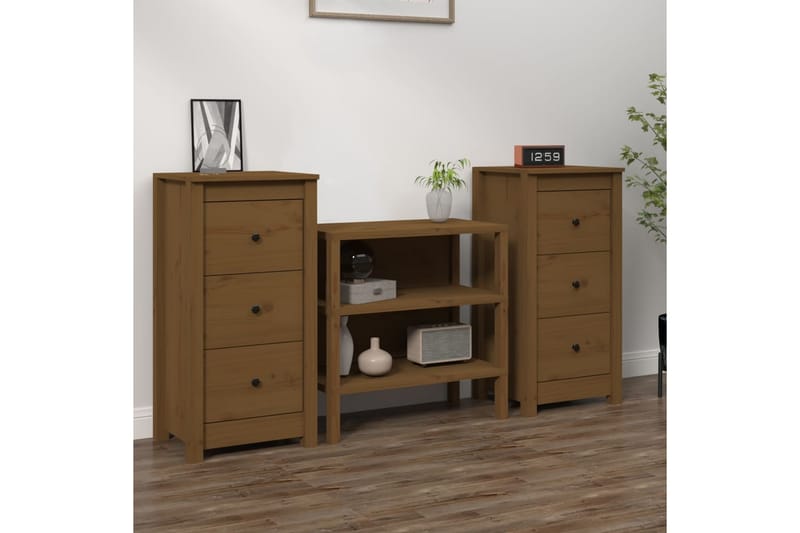 beBasic Skänkar 2 st honungsbrun 40x35x80 cm massiv furu - Förvaring - Förvaringsmöbler - Skänkar & sideboards