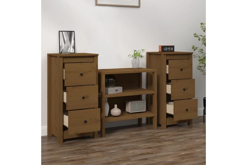 beBasic Skänkar 2 st honungsbrun 40x35x80 cm massiv furu - Förvaring - Förvaringsmöbler - Skänkar & sideboards