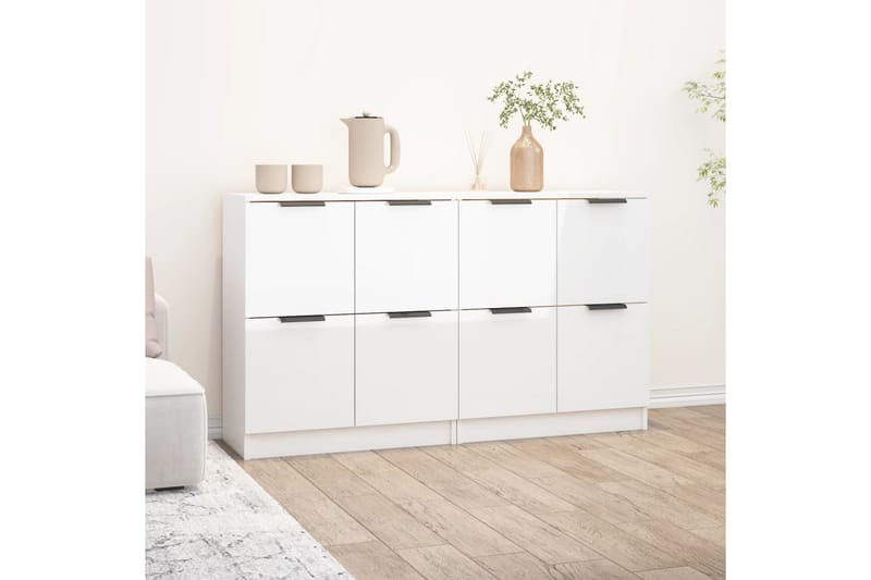 beBasic Skänkar 2 st vit högglans 60x30x70 cm konstruerat trä - Förvaring - Förvaringsmöbler - Skänkar & sideboards