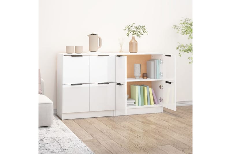 beBasic Skänkar 2 st vit högglans 60x30x70 cm konstruerat trä - Förvaring - Förvaringsmöbler - Skänkar & sideboards