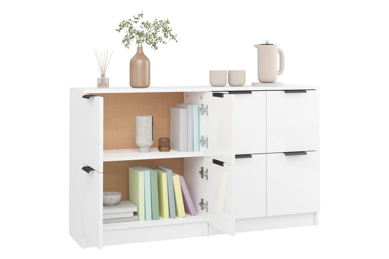 beBasic Skänkar 2 st vit högglans 60x30x70 cm konstruerat trä - Förvaring - Förvaringsmöbler - Skänkar & sideboards