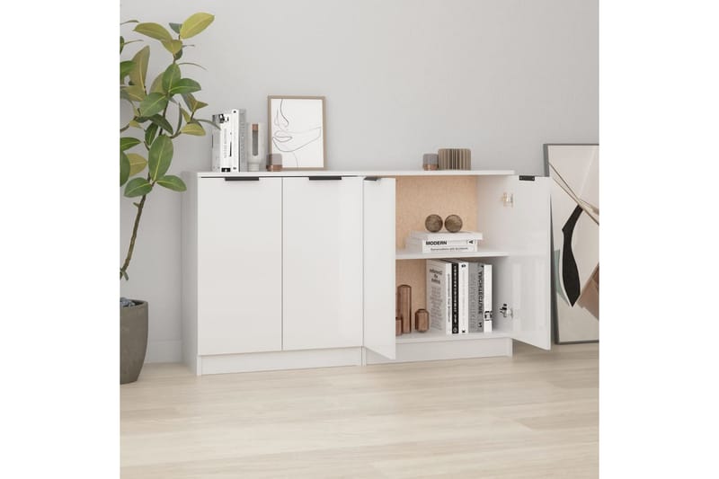 beBasic Skänkar 2 st vit högglans 60x30x70 cm konstruerat trä - Förvaring - Förvaringsmöbler - Skänkar & sideboards