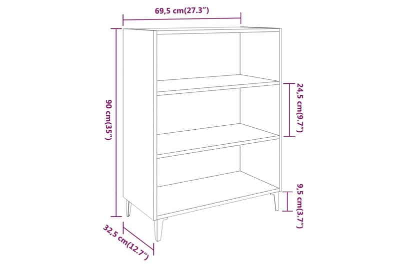 beBasic Skänkskåp vit högglans 69,5x32,5x90 cm konstruerat trä - Förvaring - Förvaringsmöbler - Skänkar & sideboards