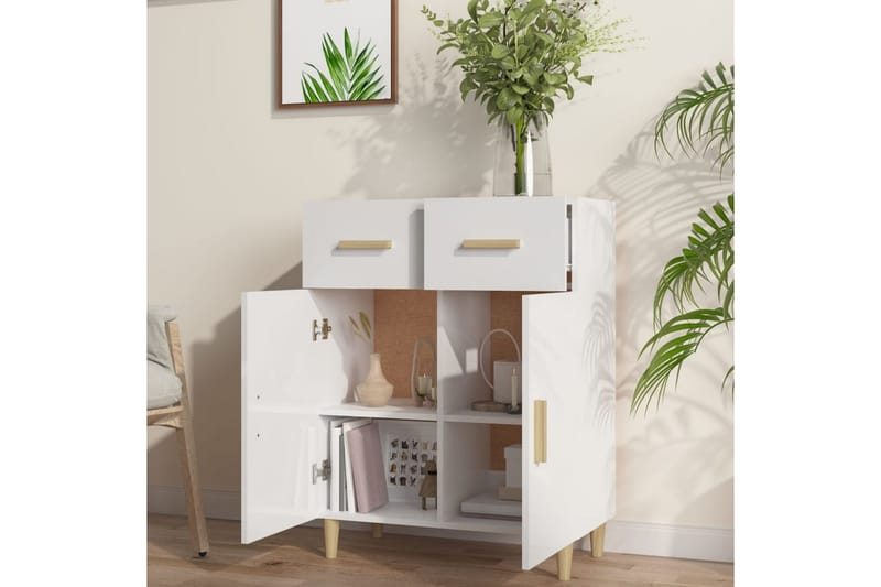 beBasic Skänkskåp vit högglans 69,5x34x89 cm konstruerat trä - Förvaring - Förvaringsmöbler - Skänkar & sideboards