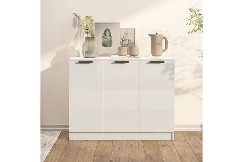 beBasic Skänkskåp vit högglans 90,5x30x70 cm konstruerat trä - Förvaring - Förvaringsmöbler - Skänkar & sideboards