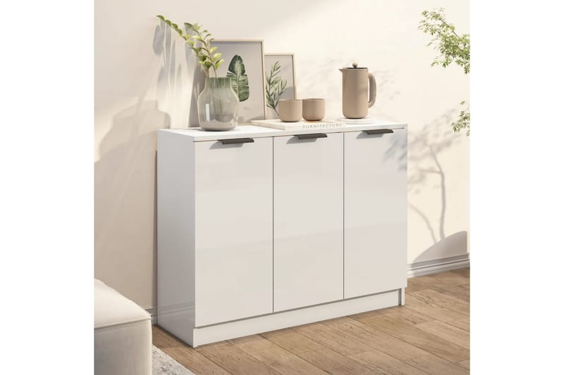 beBasic Skänkskåp vit högglans 90,5x30x70 cm konstruerat trä - Förvaring - Förvaringsmöbler - Skänkar & sideboards