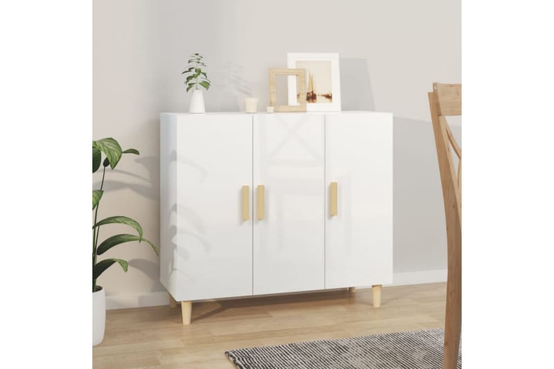 beBasic Skänkskåp vit högglans 90x34x80 cm konstruerat trä - Förvaring - Förvaringsmöbler - Skänkar & sideboards