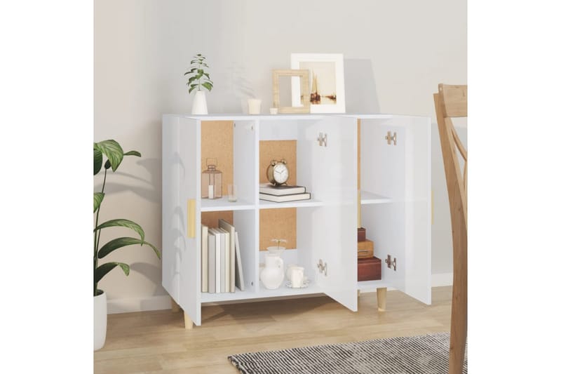 beBasic Skänkskåp vit högglans 90x34x80 cm konstruerat trä - Förvaring - Förvaringsmöbler - Skänkar & sideboards