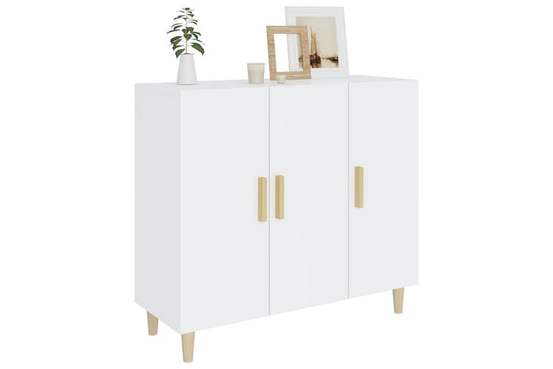 beBasic Skänkskåp vit högglans 90x34x80 cm konstruerat trä - Förvaring - Förvaringsmöbler - Skänkar & sideboards