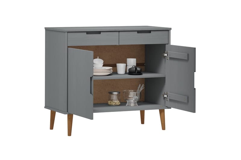 beBasic Skåp grå 90x40x80 cm massiv furu - Förvaring - Förvaringsmöbler - Skänkar & sideboards