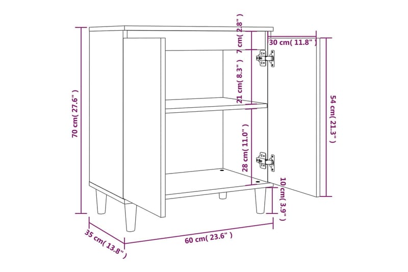 beBasic Skåp rökfärgad ek 60x35x70 cm konstruerat trä - Förvaring - Förvaringsmöbler - Skänkar & sideboards