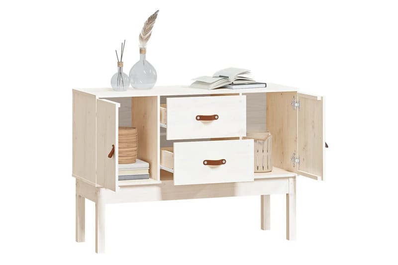 beBasic Skåp vit 110x40x78 cm massiv furu - Förvaring - Förvaringsmöbler - Skänkar & sideboards