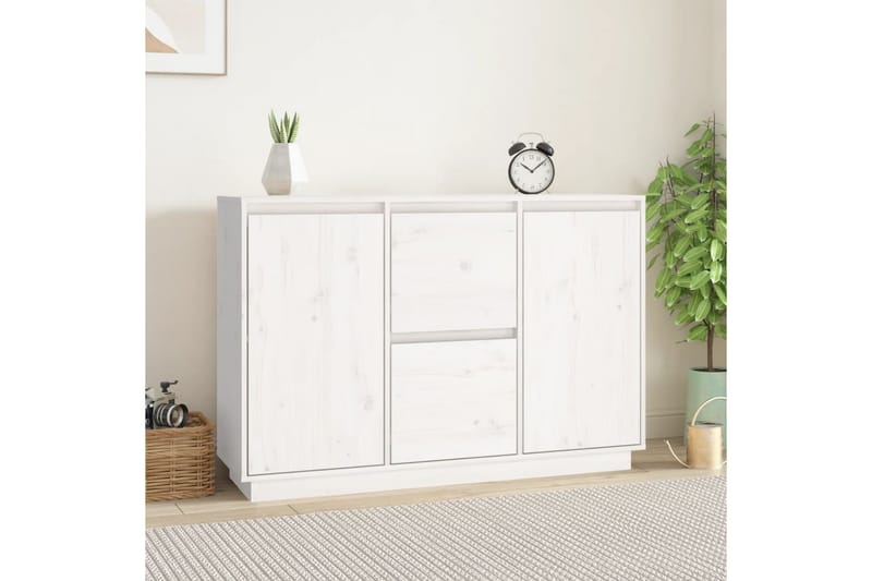 beBasic Skåp vit 111x34x75 cm massiv furu - Förvaring - Förvaringsmöbler - Skänkar & sideboards