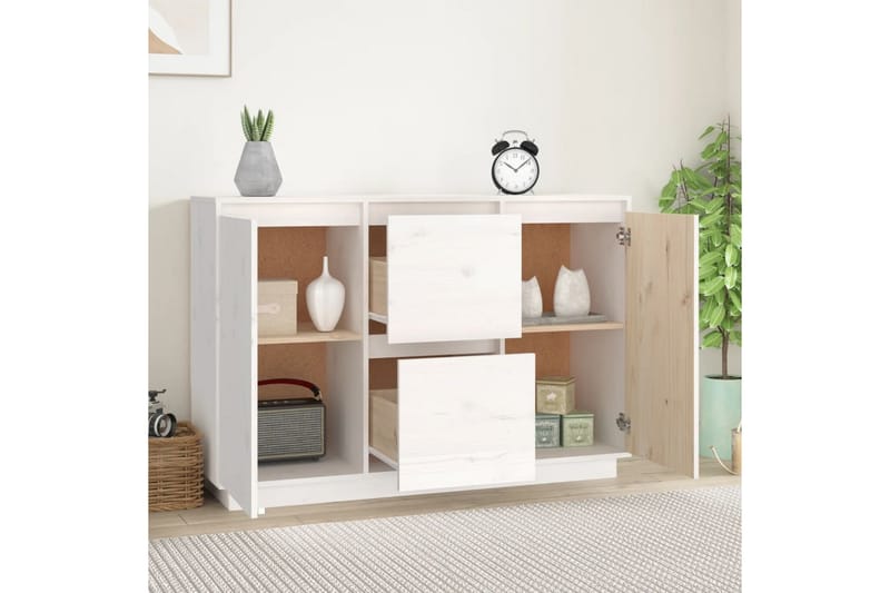 beBasic Skåp vit 111x34x75 cm massiv furu - Förvaring - Förvaringsmöbler - Skänkar & sideboards