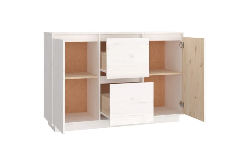 beBasic Skåp vit 111x34x75 cm massiv furu - Förvaring - Förvaringsmöbler - Skänkar & sideboards