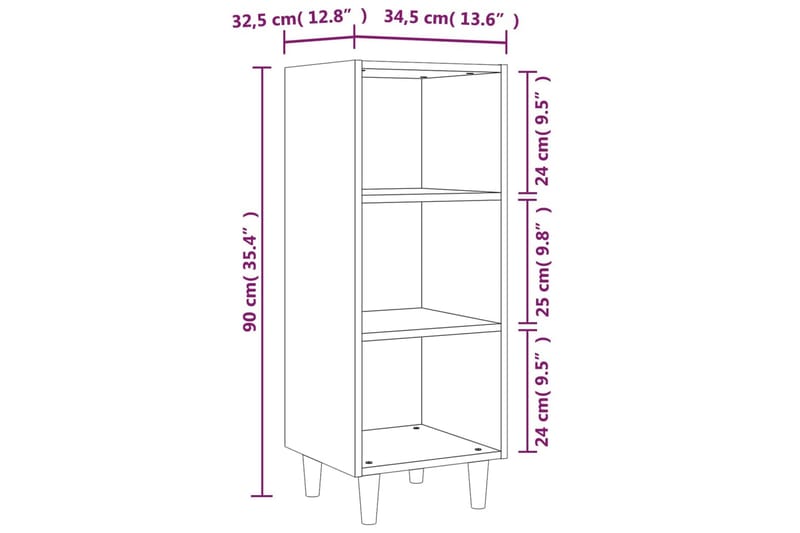 beBasic Skåp vit 34,5x32,5x90 cm konstruerat trä - Förvaring - Förvaringsmöbler - Skänkar & sideboards