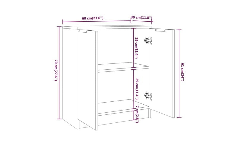 beBasic Skåp vit 60x30x70 cm konstruerat trä - Förvaring - Förvaringsmöbler - Skänkar & sideboards