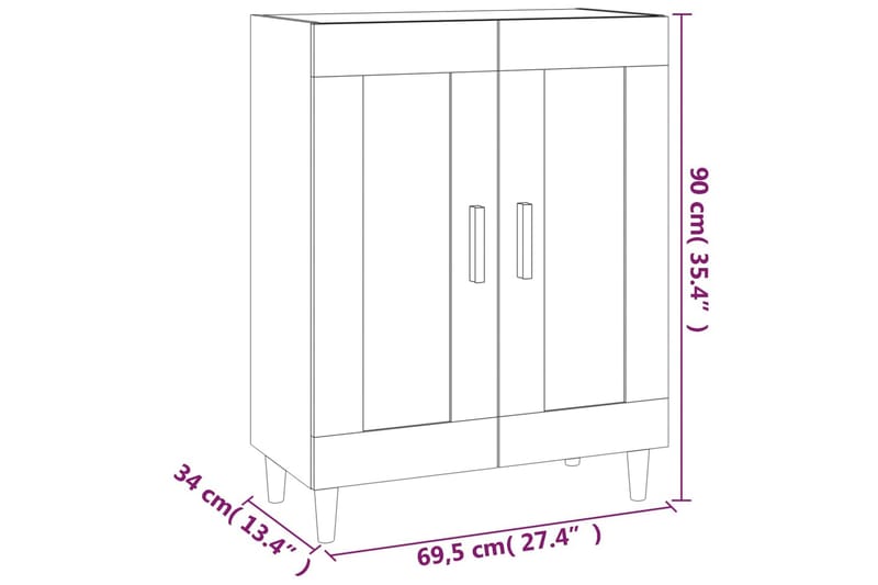 beBasic Skåp vit 69,5x34x90 cm konstruerat trä - Förvaring - Förvaringsmöbler - Skänkar & sideboards