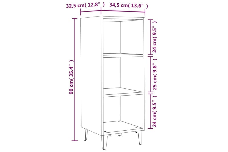 beBasic Skåp vit högglans 34,5x32,5x90 cm konstruerat trä - Förvaring - Förvaringsmöbler - Skänkar & sideboards