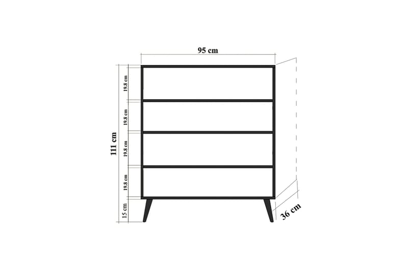 BYRÅ 95x111 cm Vit/Svart - Svart/Vit - Förvaring - Förvaringsmöbler - Byrå