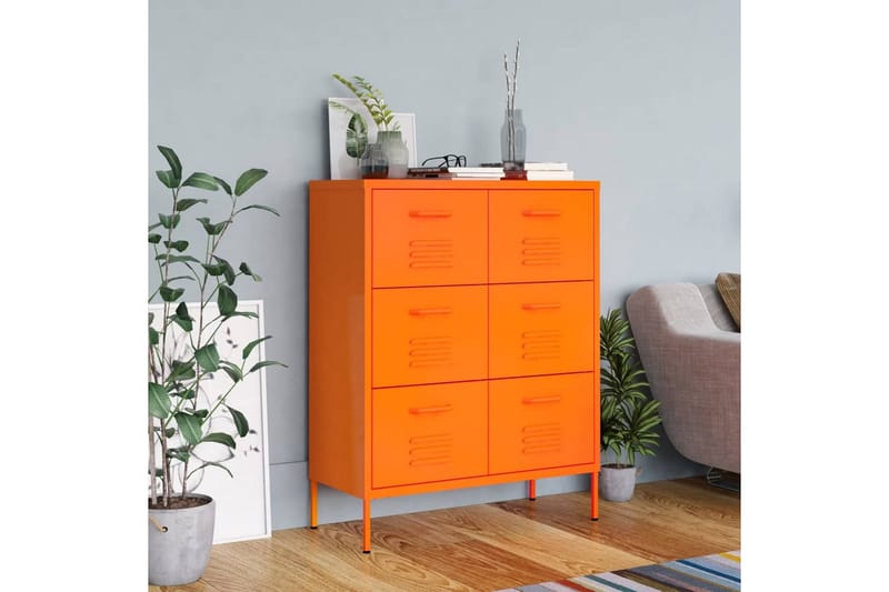 Byrå orange 80x35x101,5 cm stål - Orange - Förvaring - F�örvaringsmöbler - Byrå