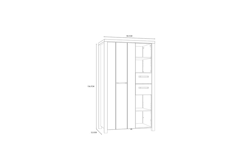 DAUBY Garderob 62x221 cm 3 Hyllplan Brun/Svart - Förvaring - Förvaringsmöbler - Byrå