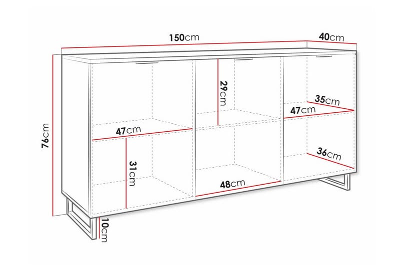 Galbally Highboard Brun - Förvaring - Förvaringsmöbler - Byrå