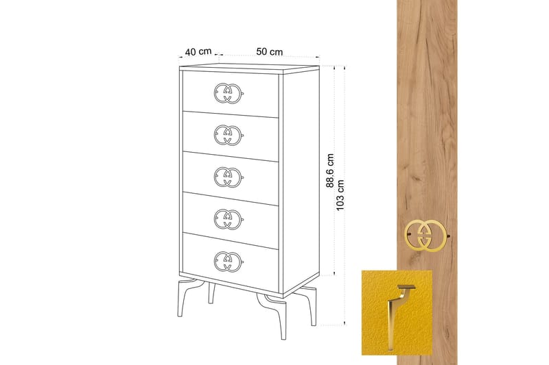 HIGHBOARD 40x50 cm Guld/Natur/Gul - Förvaring - Förvaringsmöbler - Byrå