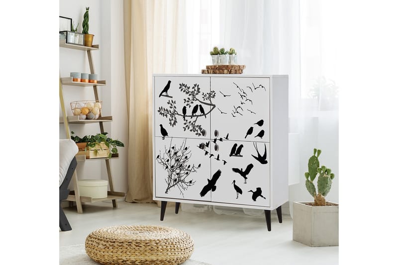 HIGHBOARD 95x111 cm Vit/Svart - Förvaring - Förvaringsmöbler - Byrå