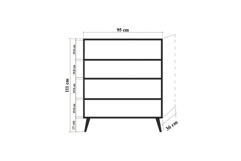 HIGHBOARD 95x111 cm Vit/Svart/Gul - Förvaring - Förvaringsmöbler - Byrå