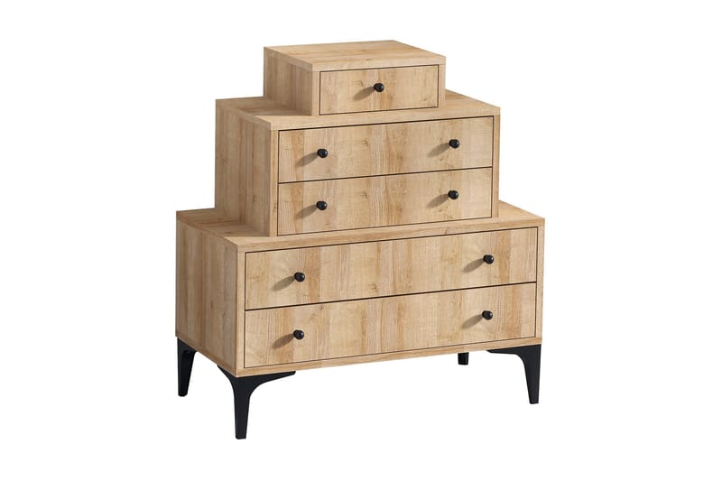 HIGHBOARD med 5 Lådor 40x80 cm Natur/Svart - Byrå